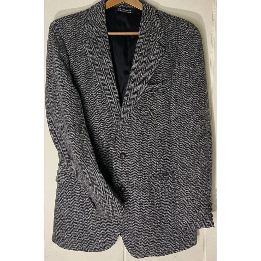 Vintage Tailor's Bench Harris Tweed Blazer 40-42R Wool‎ USA Made